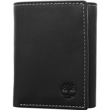 Men's Leather Trifold Wallet With Id Window, Black Hunter , One Size