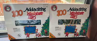 Vtg 70s/80s Merry Cheers! Indoor/Outdoor Add-A-String 100 Christmas Lights 2pack