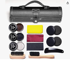 Kit de Limpieza de Zapatos 12 Piezas con Betun Marron Negro Neutro y Cepillos