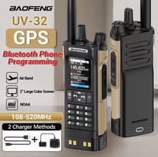 BAOFENG UV-32 Walkie Talkie GPS Multi Band 10W Bluetooth Wireless Programming Co
