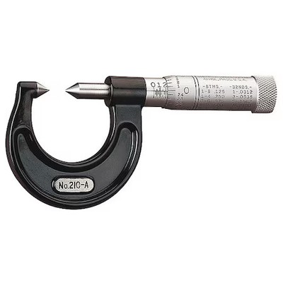 Starrett 210Ap Outside Micrometer, 7/8'', Pointed Anvil