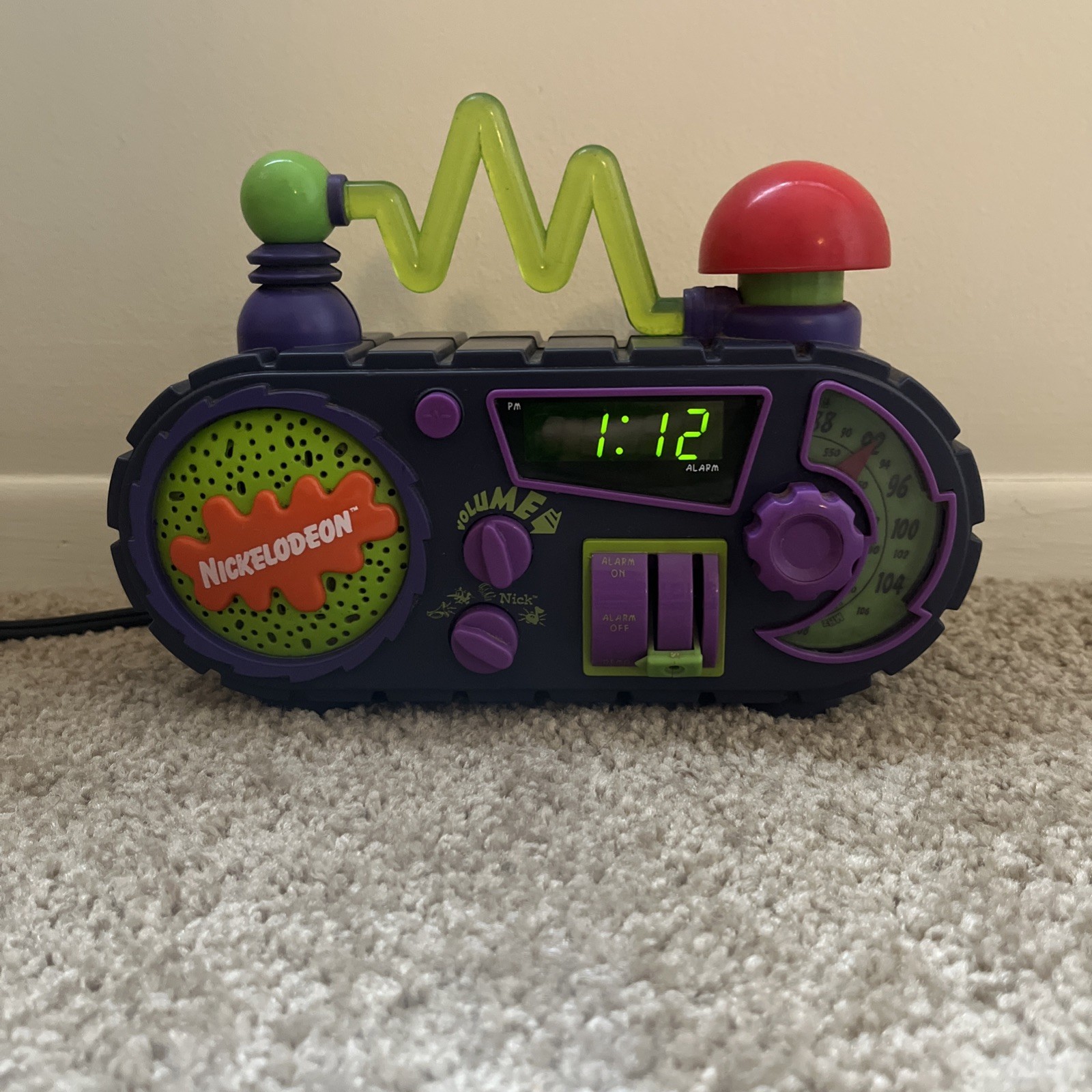 Nickelodeon Time blaster Alarm Clock Am/fm Radio TESTED WORKING SEE VIDEO