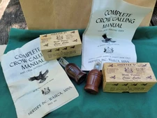 Vintage Lot Of 2 Herters Crow Calls C309 Complete With Paperwork