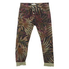  Pantaloni jeans donna PLEASE P 78A boyfriend button-fly marrone fantasia 33407