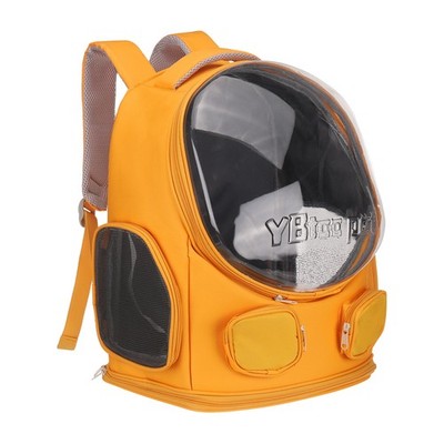 Pet Portable Travel Backpack for Small Pet with Transparent Cover Orange