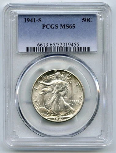 1941-S Walking Liberty Silver Half Dollar PCGS MS65 Certified San Francisco Q82