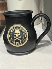 NEW DEATH WISH SKULL-CROSSBONES COFFEE MUG 2014 BLACK