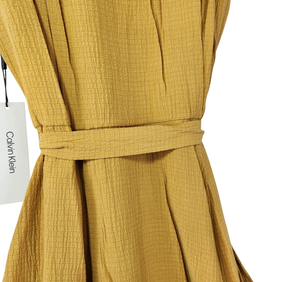 Cinturón de vestir Calvin Klein amarillo mostaza texturizado con botones y bolsillos talla 6 Foto 4 de 4