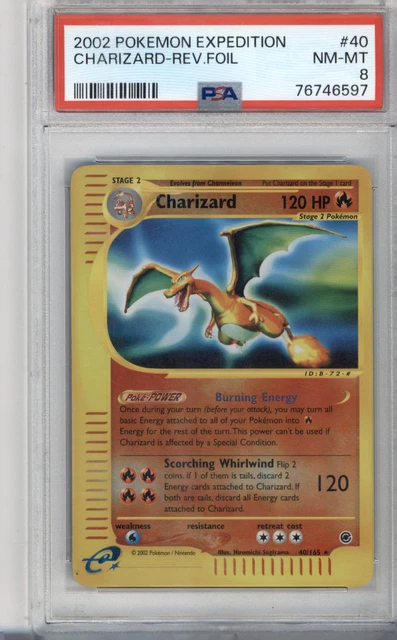 2002 POKEMON EXPEDITION #40 CHARIZARD REVERSE HOLO PSA 8