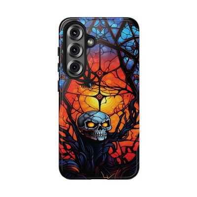 Skull Sunset Phone Case | Tough Phone Case Stained Glass iPhone 17 & Samsung S25