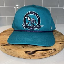 Vintage 90s Charlotte Hornets 47 Snapback Hat NBA Basketball Retro Teal Rope Cap