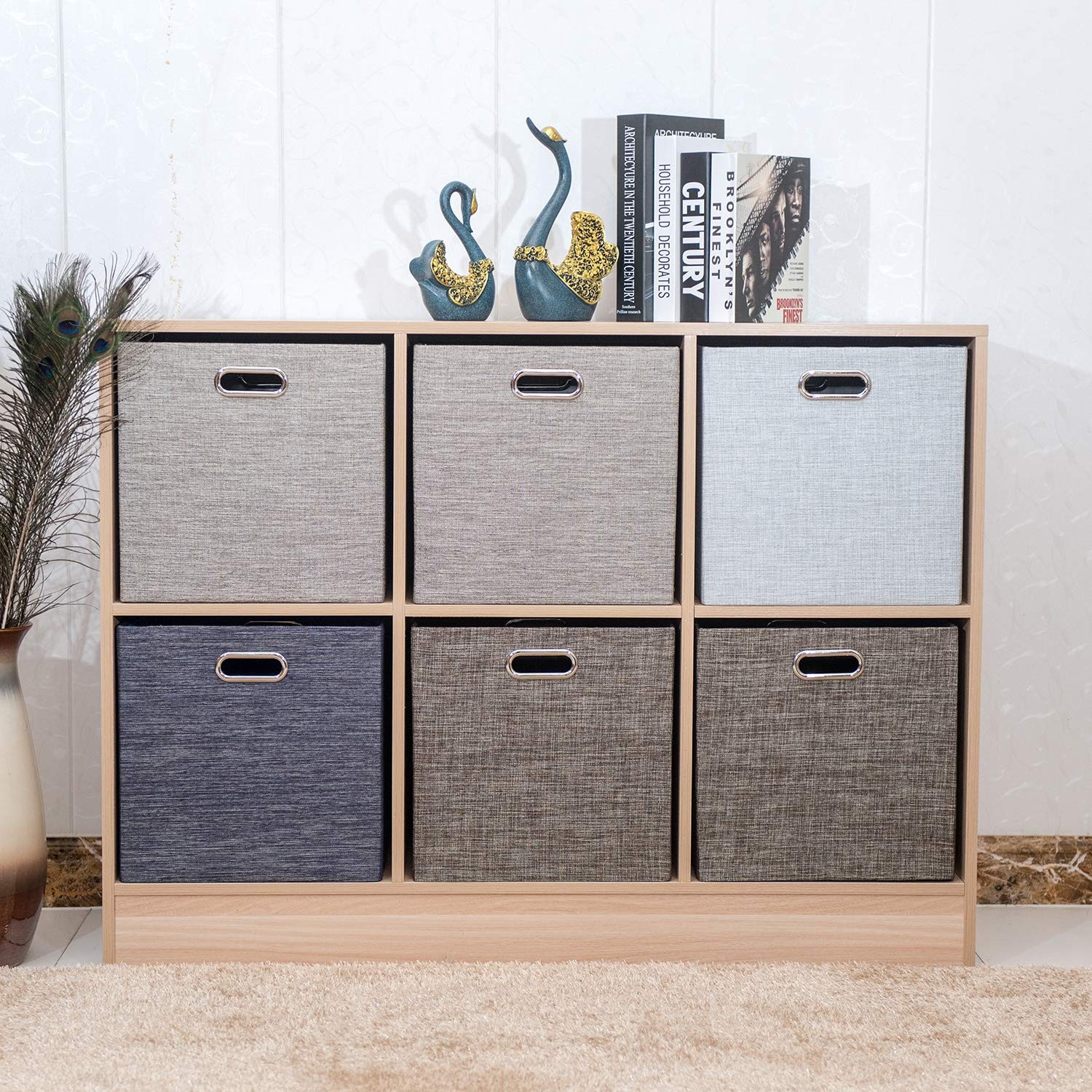 Foldable Storage Bins,13×13 Storage Cubes Basket Containers for Shelf Cabinet...