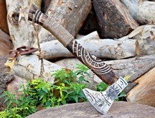 CUSTOM HANDMADE FORGED DAMASCUS STEEL AXE HEAD VIKING HATCHET TOMAHAWK