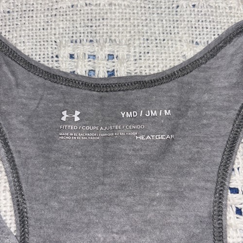 Youth Girls Under Armour Med Heat Gear Fitted Racer Back Tank Top Gray - Picture 5 of 6