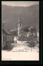 Old postcard Aiguebelette, church, at the foot of Mont Grêle 