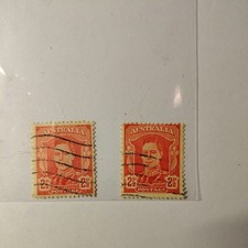 VINTAGE AUSTRALIAN 2 1/2 PENNY,  KING GEORGE VI  POSTAGE STAMP lof of 2