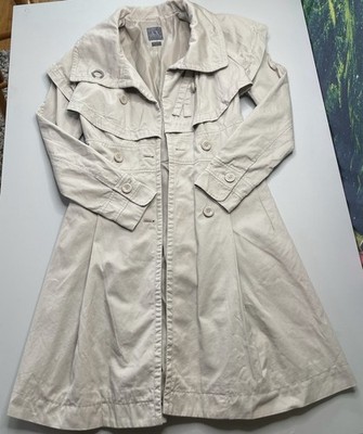 Armani Exchange A|X Women Trench Coat Beige Double Breasted XS Long Jacket