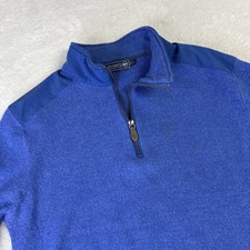 Jim Nantz Vineyard Vines 1/4 Zip Long Sleeve Merino Wool Pullover Men L Blue