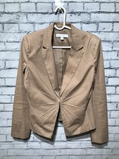 New York Company, Women10/M Cotton Blend Beige Long Sleeve Jacket/Blazer Career