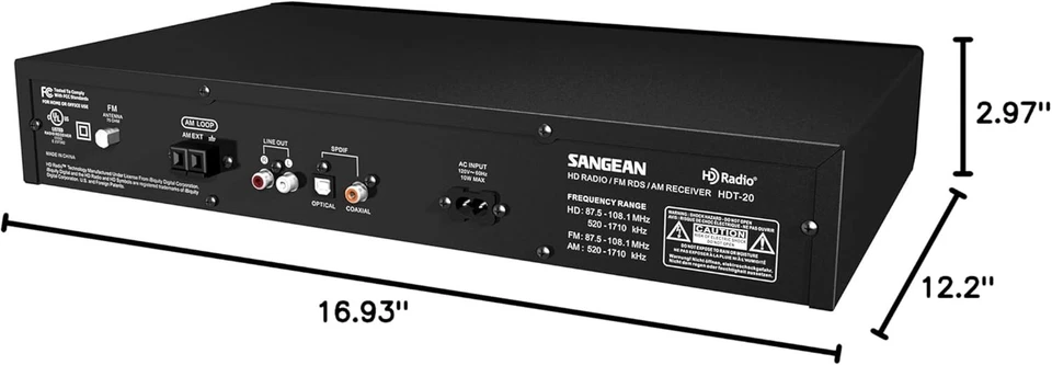Sintonizador de componente Sangean HDT-20 HD rádio/FM-Stereo/AM preto, sintonizadores de rádio - Imagem 2 de 2