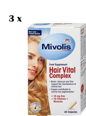 3x Mivolis Vitaminkomplex für Haare, 60 Kapseln x3 pro 1 Bestellung Made in...
