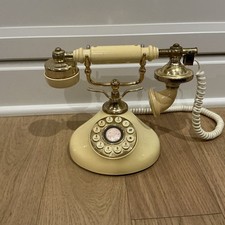 Vintage Regal French Style Princess Rotary Telephone Brass White Ivory