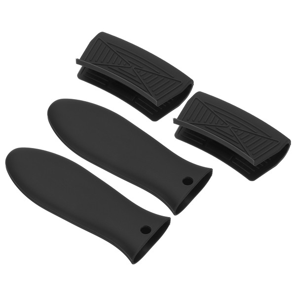 4 StüCk Silikon Topflappen Rutschfest HitzebestäNdig FüR KüChentopf (Schwarz)-image
