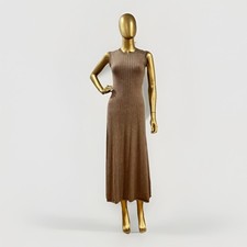 BR Andiamo 100% Extra Fine Merino Crew Neck Sweater Dress Sand Khaki Tan Size XS