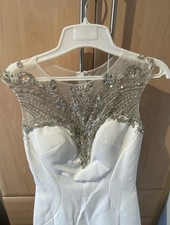 Custom made white bridal fishtail wedding dress with gem detailing