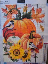 30x40cm Completed Diamond art Fall Theme with Pumpkins, Birds and Sunflowers