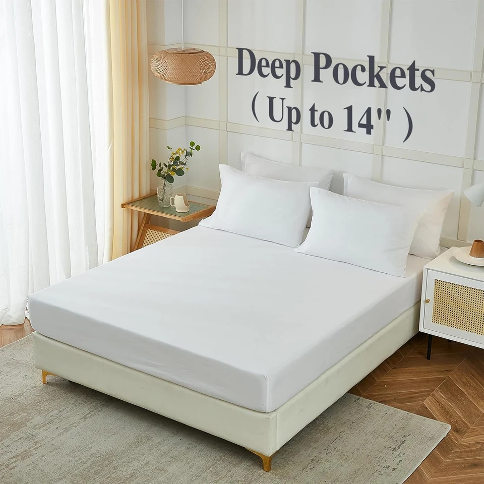 Juego de Sábanas King Blanco 6 Piezas, Hotel Lujo Super Suave Serie 1800 Cama Microfibra Foto 3 de 4