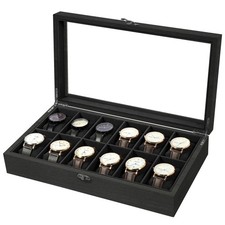 12 Slots Watch Box Solid Wood Watch Case Jewelry Watch Storage Display Case Gift