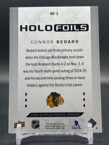 2024-25 Connor Bedard UD SP Authentic Holo Foils Red Parallel #HF-5 - Picture 2 of 3