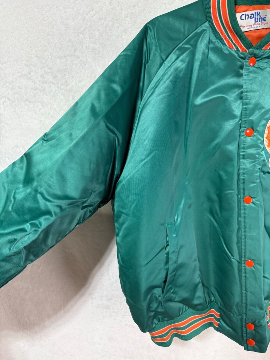 Vintage Chalk Line Miami Dolphins Satin Spell Out Bomber