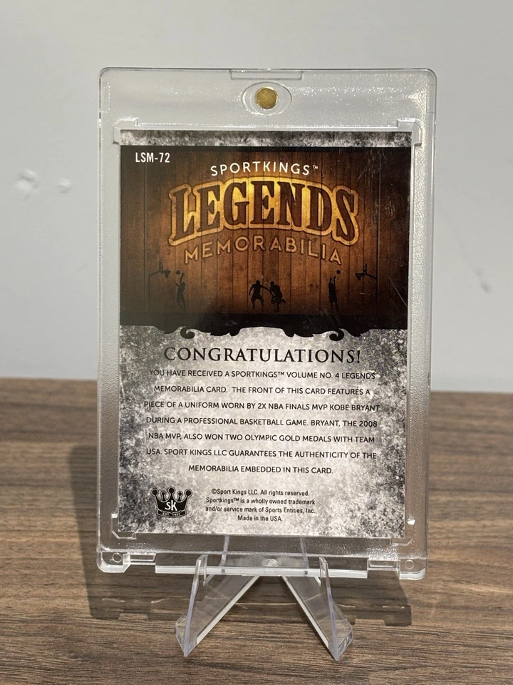 Kobe Bryant Sport Kings Volume 4 Legends Game Worn Jersey Patch Card LSM-72 - Image 2 of 2