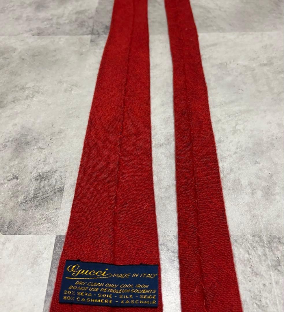 Old GUCCI Tie Solid Interlocking Cashmere Blend - image 7