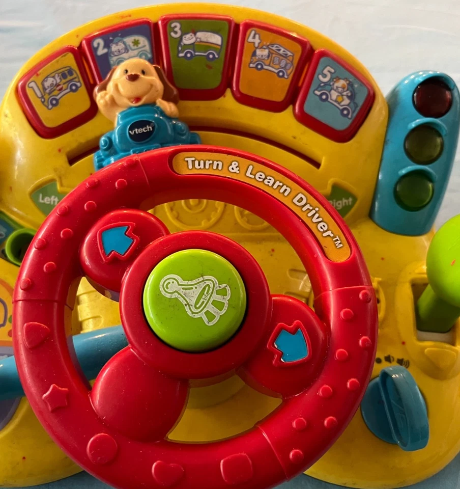 VTech Turn and Learn Driver Baby Driving Toy Yellow Toddler Preschool Works - Image 2 of 3