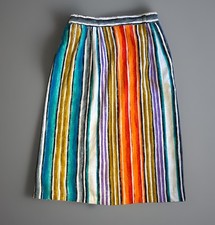 VTG Vintage Jordana Sz L Festival Stripes Colorful Prairie Pockets