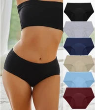 3 Womens Period Menstrual Panties Solid Leakproof  Medium New Navy, Tan, Blue 