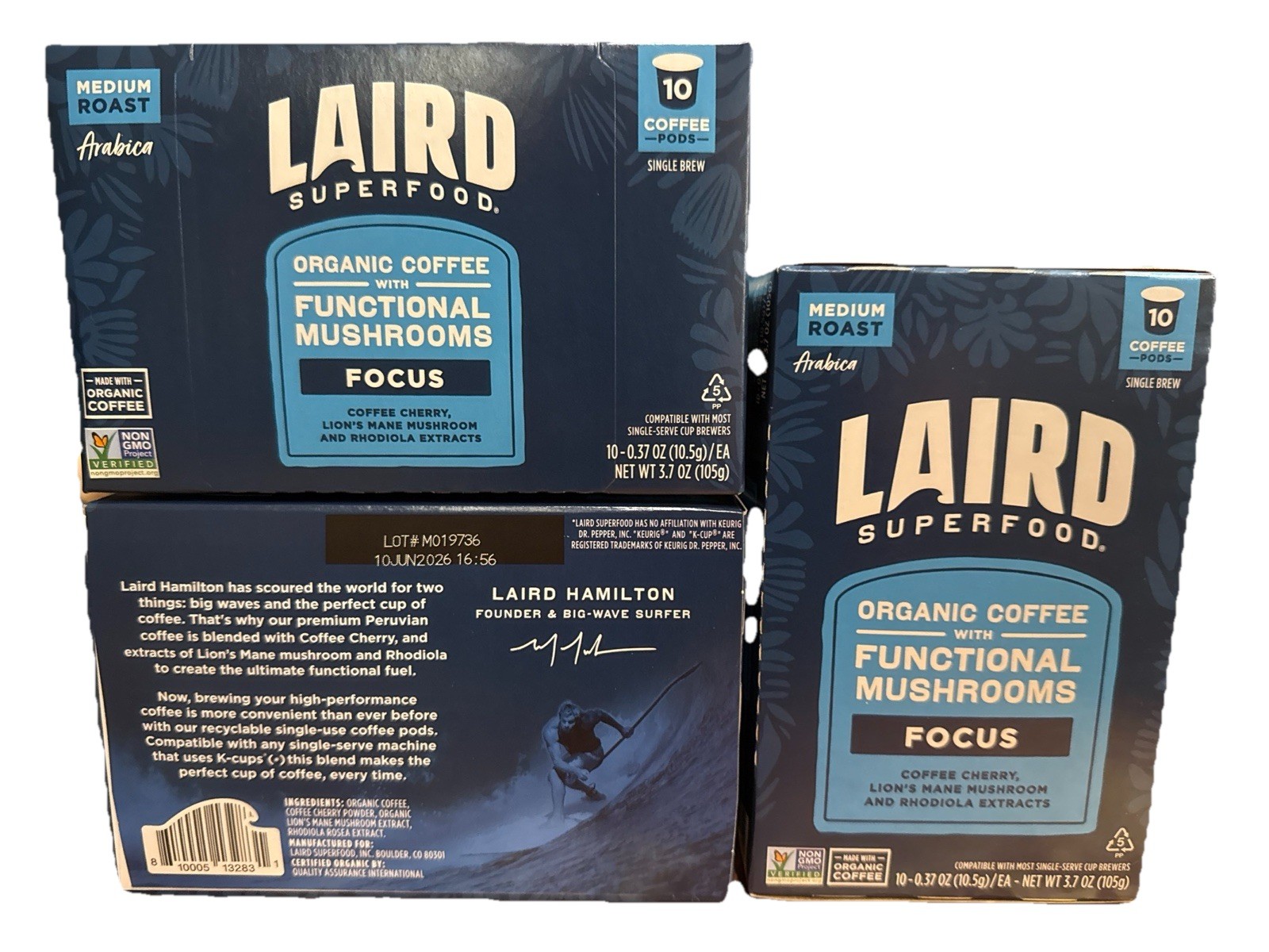 NEW LAIRD Superfood Focused Energy Coffee 30 pods Med.Roast Functional Mushrooms