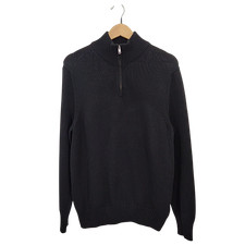 Quince Men 100 Organic Cotton Quarter-Zip Sweater Black M
