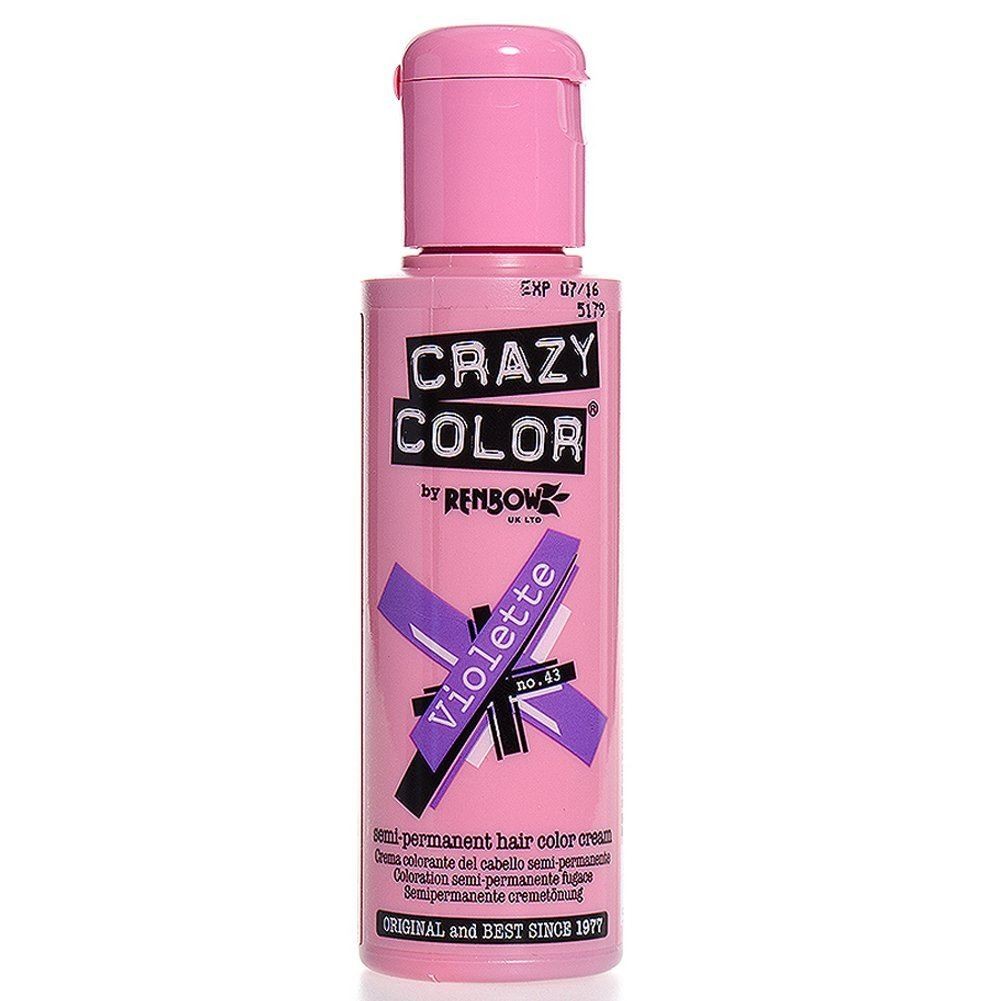 Crazy Color Semi-Permanent Hair Colour 43 Violette 100ml (Pack of 4)