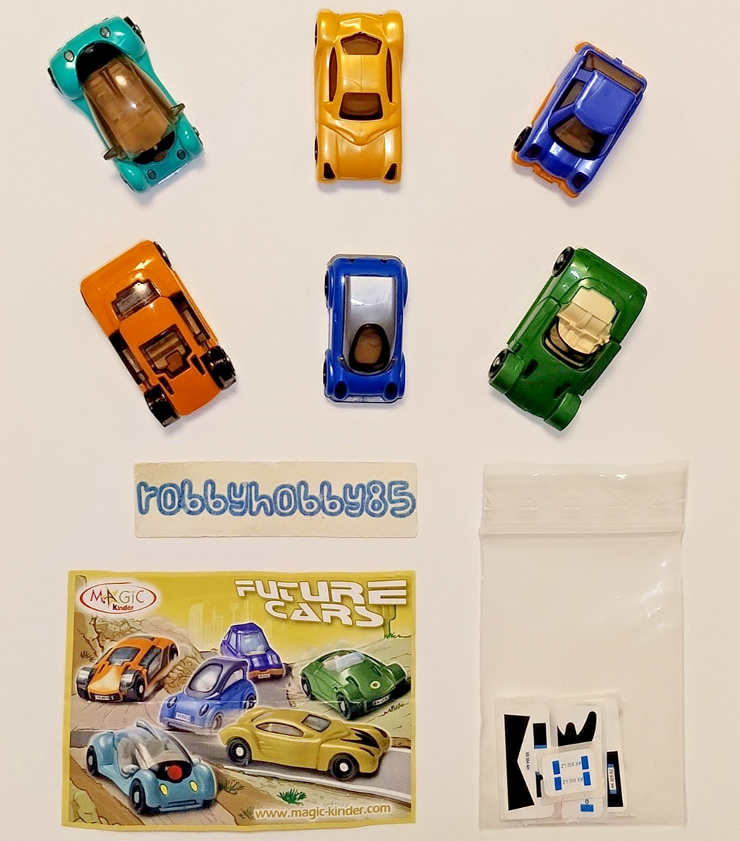 FUTURE CARS COMPLETE SET OF 6 TOYS WITH ALL PAPERS KINDER JOY