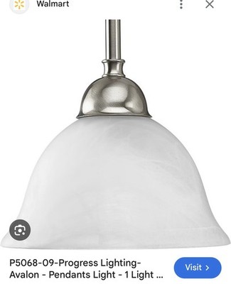 Progress Lighting P5068-09 Pendant Light Brushed Nickel 1-Light Dome Shade
