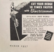 Vintage Print Ad 1937 Skilsaw, Inc. Electritrimmer Electric Hedge Trimmer