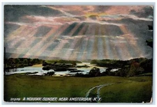 1908 Mohawk Sunset Grass Field Near Amsterdam New York Vintage Antique Postcard