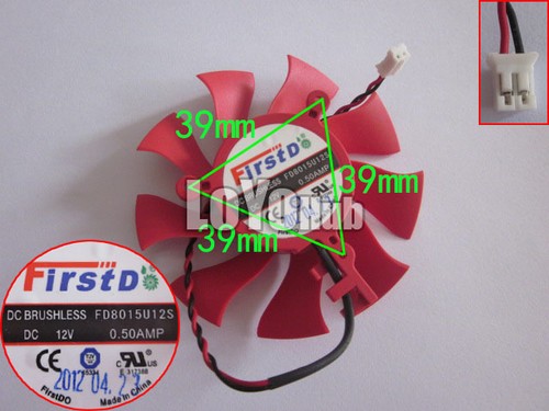New XFX HD6850 HD4860 FirstD FD8015U12S graphics/video card fan DC12V 0.5A 2-Pin - 第 1/5 張圖片