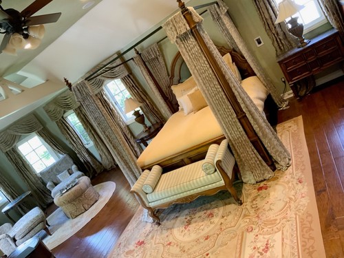 š¦„Ethan ALLEN CaL King TraDitionaL WOOD CanoPy Bed W/ CURTAINS - Picture 3 of 11