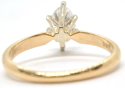 Ladies 14K Solid Gold 1/2 Ct Marquise Diamond Solitaire Engagement Estate Ring - 第 7/10 張圖片