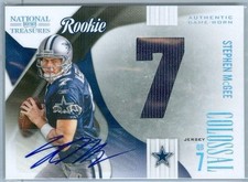 2009 NATIONAL TREASURES (FB) Stephen McGee SP AUTO/JUMBO JERSEY RC CARD #d 13/50
